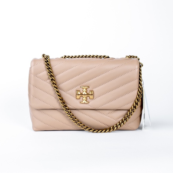 NWT Tory Burch Small KIRA Chevron Shoulder Nappa Leather Bag Devon Sand $548 - Picture 11 of 13